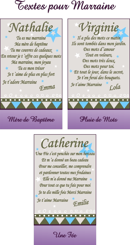 Poème personnalisé pour Marraine